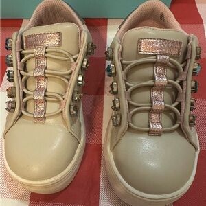 Kurt Geiger Little Girl’s Beige Jewel Sneakers - Size 11 Toddler